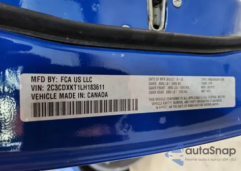 2020 Dodge Charger Police из США, поврежденный, VIN 2C3CDXKT1LH183611